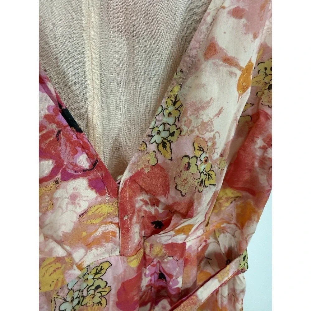 Free People Freedy Tie Mini Dress Fruit Punch Floral Print Size XS Party Wedding